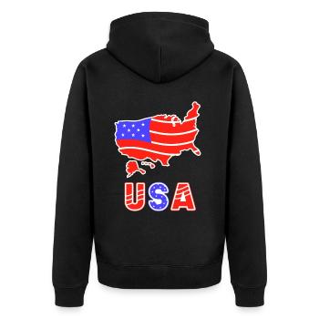 États-Unis Américains Amérique États-Unis Patriotique - Veste à capuche bio Premium Unisexe - noir - Dos - Nico (187cm)