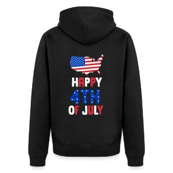 Happy 4 July Happy 4Th Of July US USA America - Unisex Premium Organic Zip Hoodie - black - Back - Nico (187cm)