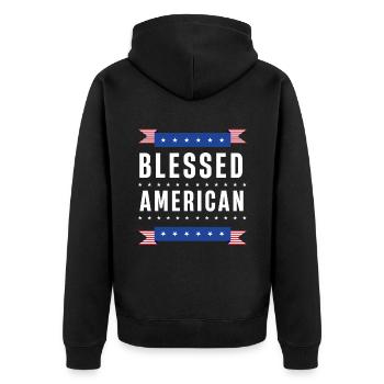 Amérique américaine bénie États-Unis patriotique États-Unis - Veste à capuche bio Premium Unisexe - noir - Dos - Nico (187cm)