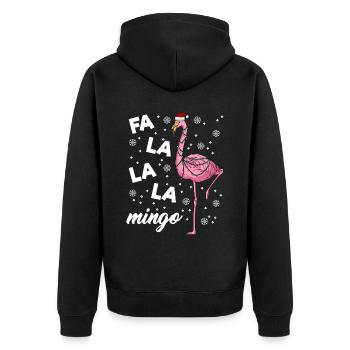 Falalalamingo Flamingo Christmas - Unisex Premium Bio Zip Hoodie - Schwarz - Hinten - Nico (187cm)