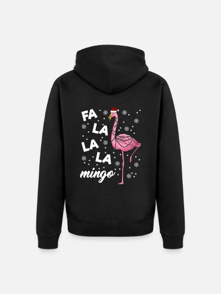 Falalalamingo Flamingo Christmas - Premium økologisk unisex-hættejakke - sort