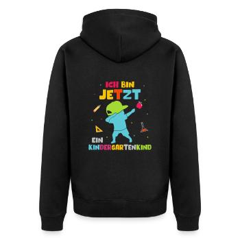 Ich bin jetzt ein Kindergartenkind Dabbing Junge - Unisex Premium Bio Zip Hoodie - Schwarz - Hinten - Nico (187cm)