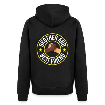 Brother and best friend Schwarz brothers team - Unisex Premium Organic Zip Hoodie - black - Back - Nico (187cm)