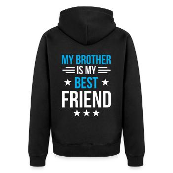 Mon frère est mon meilleur ami les frères de l’équipe - Veste à capuche bio Premium Unisexe - noir - Dos - Nico (187cm)