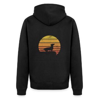 Dachshund - Unisex Premium Organic Zip Hoodie - black - Back - Nico (187cm)