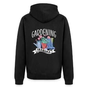 Gartenarbeit Oma Großmutter Gärtnerin Garten - Unisex Premium Bio Zip Hoodie - Schwarz - Hinten - Nico (187cm)
