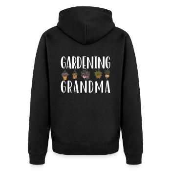 Gartenarbeit Oma Gärtnerin Großmutter Garten - Unisex Premium Bio Zip Hoodie - Schwarz - Hinten - Nico (187cm)