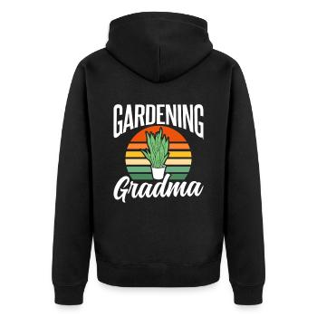 Gartenarbeit Oma Garten Großmutter Gärtnerin - Unisex Premium Bio Zip Hoodie - Schwarz - Hinten - Nico (187cm)