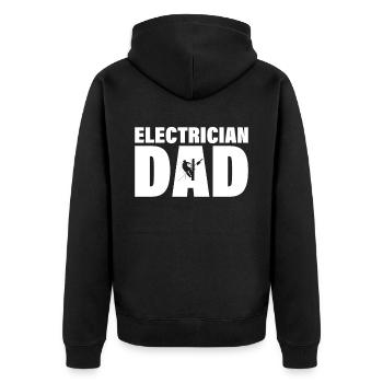 Job - Elektriker Vater - Unisex Premium Bio Zip Hoodie - Schwarz - Hinten - Nico (187cm)