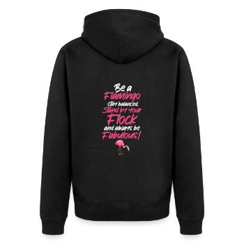 Flamingo Pink Vogel Zoo Sommer Urlaub Geschenk - Unisex Premium Bio Zip Hoodie - Schwarz - Hinten - Nico (187cm)