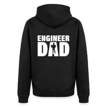 Job - Engineer Papa - Unisex Premium Organic Zip Hoodie - black - Back - Nico (187cm)