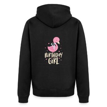 Flamingo Birthday Girl Pink Bird Gift - Unisex Premium Organic Zip Hoodie - black - Back - Nico (187cm)