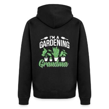 Ich Bin Eine Gärtnernde Oma Großmutter Garten - Unisex Premium Bio Zip Hoodie - Schwarz - Hinten - Nico (187cm)