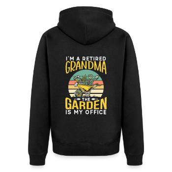 Ich Bin Eine Großmutter Im Ruhestand Oma Garten - Unisex Premium Bio Zip Hoodie - Schwarz - Hinten - Nico (187cm)