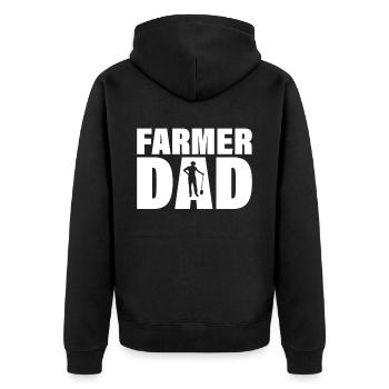 Job - Farmer Dad - Unisex Premium Organic Zip Hoodie - black - Back - Nico (187cm)