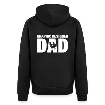Job - Graphic Designer Father - Unisex Premium Organic Zip Hoodie - black - Back - Nico (187cm)