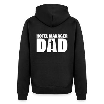 Job - Hotelmanager Papa - Unisex Premium Bio Zip Hoodie - Schwarz - Hinten - Nico (187cm)