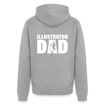 Job - Illustrateur Papa - Veste à capuche bio Premium Unisexe - gris chiné - Dos - Nico (187cm)