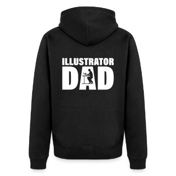 Job - Illustrator Papa - Unisex Premium Bio Zip Hoodie - Schwarz - Hinten - Nico (187cm)