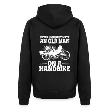 Handbike Opa Handdreirad Radfahrer Geschenk für Ra - Unisex Premium Bio Zip Hoodie - Schwarz - Hinten - Nico (187cm)