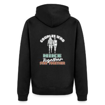 Couple de randonneurs - Veste à capuche bio Premium Unisexe - noir - Dos - Nico (187cm)
