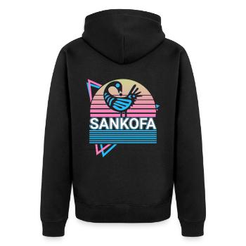 Sankofa Aus der Vergangenheit lernen Westafrika Ad - Unisex Premium Bio Zip Hoodie - Schwarz - Hinten - Nico (187cm)