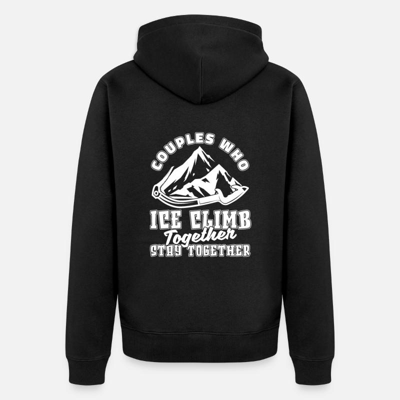 Eisklettern Paar - Unisex Premium Bio Zip Hoodie - Schwarz