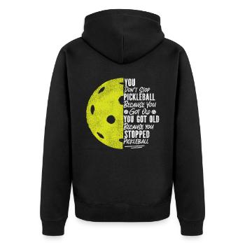 Pickleball Grandma Grandpa Vintage - Unisex Premium Organic Zip Hoodie - black - Back - Nico (187cm)