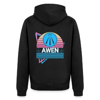 Awen Druide Heidentum Keltisch Wiccan Retro - Unisex Premium Bio Zip Hoodie - Schwarz - Hinten - Nico (187cm)