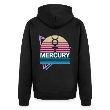 Mercury Alchemy Symbol Retro - Unisex Premium Organic Zip Hoodie - black - Back - Nico (187cm)