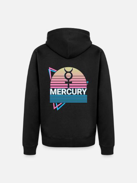 Mercury Alchemy Symbol Retro - Unisex Premium Organic Zip Hoodie - black