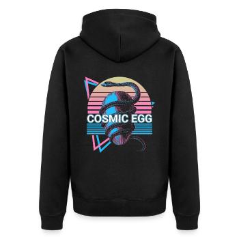 Symbol of cosmic egg production World Egg R - Unisex Premium Organic Zip Hoodie - black - Back - Nico (187cm)