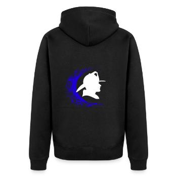 Fireman - Unisex Premium Organic Zip Hoodie - black - Back - Nico (187cm)