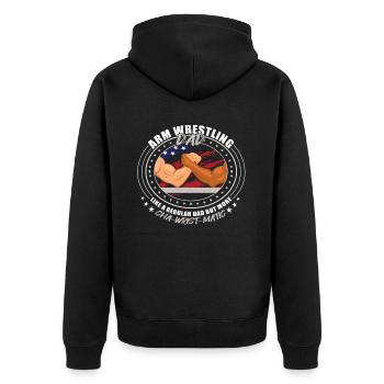 Armwrestler USA-Flaggen-Handdrücken - Unisex Premium Bio Zip Hoodie - Schwarz - Hinten - Nico (187cm)