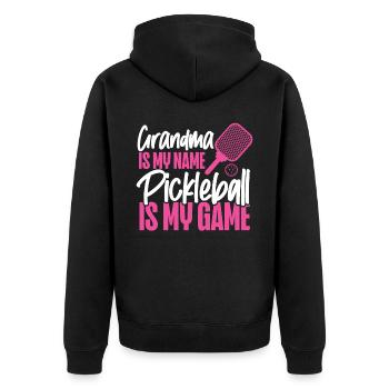 Pickleball Grandma Grandma Is My - Unisex Premium Bio Zip Hoodie - Schwarz - Hinten - Nico (187cm)