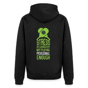 Pickleball Stress Is Caused By Not - Unisex Premium Bio Zip Hoodie - Schwarz - Hinten - Nico (187cm)