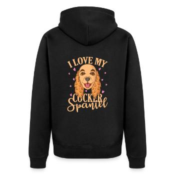 I Love my Cocker Spaniel Dog Pet - Unisex Premium Organic Zip Hoodie - black - Back - Nico (187cm)