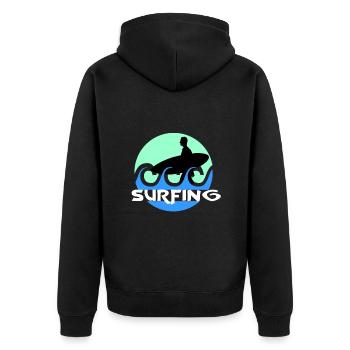 Surfing - Unisex Premium Bio Zip Hoodie - Schwarz - Hinten - Nico (187cm)