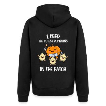 I Feed The Cutest Pumpkins Pumpkin Gift - Unisex Premium Organic Zip Hoodie - black - Back - Nico (187cm)