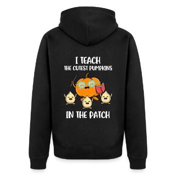 I Teach The Cutest Pumpkins Pumpkin Gift - Unisex Premium Organic Zip Hoodie - black - Back - Nico (187cm)