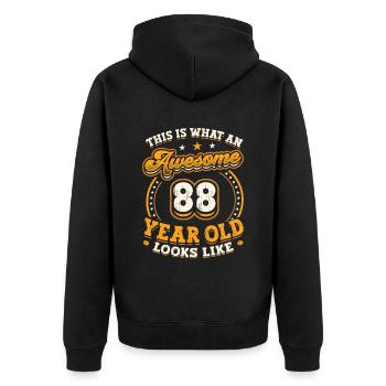 This is what a great 88-year-old looks like. - Unisex Premium Organic Zip Hoodie - black - Back - Nico (187cm)