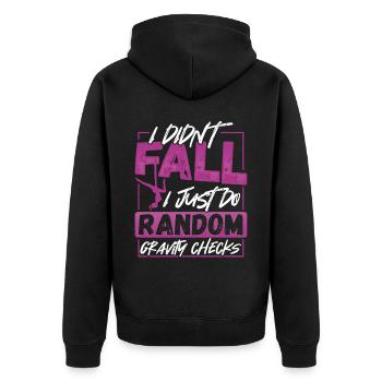 Aerial Silks Design Für Eine Luftakrobatin - Unisex Premium Bio Zip Hoodie - Schwarz - Hinten - Nico (187cm)