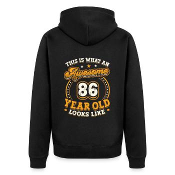 Voilà à quoi ressemble un grand homme de 86 ans. - Veste à capuche bio Premium Unisexe - noir - Dos - Nico (187cm)