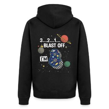 Blast Off Ich Bin 8 Jahre Alt, 8. Geburtstag - Unisex Premium Bio Zip Hoodie - Schwarz - Hinten - Nico (187cm)