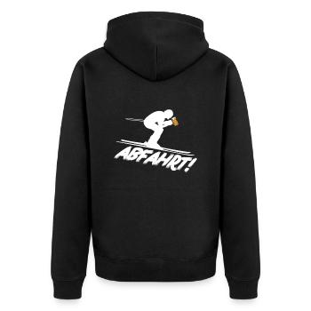 Ski Piste Abfahrt Bier Berge & Apres Ski - Unisex Premium Bio Zip Hoodie - Schwarz - Hinten - Nico (187cm)