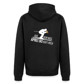 Skier mit Bier aus dem weg Apres Ski - Unisex Premium Bio Zip Hoodie - Schwarz - Hinten - Nico (187cm)