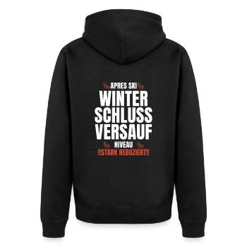 Apre Ski Party Promille Winter Saufen - Unisex Premium Bio Zip Hoodie - Schwarz - Hinten - Nico (187cm)