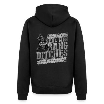 Real Men Bang Ditches Snowmobile - Unisex Premium Organic Zip Hoodie - black - Back - Nico (187cm)