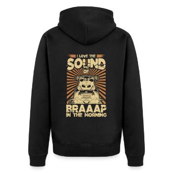 I Love The Sound Of Braaaap Snowmobile Riding - Unisex Premium Organic Zip Hoodie - black - Back - Nico (187cm)