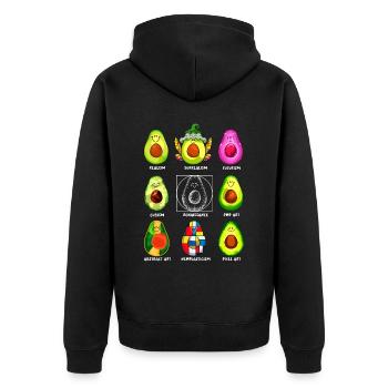Art History Kawaii Avocados - Unisex Premium Organic Zip Hoodie - black - Back - Nico (187cm)